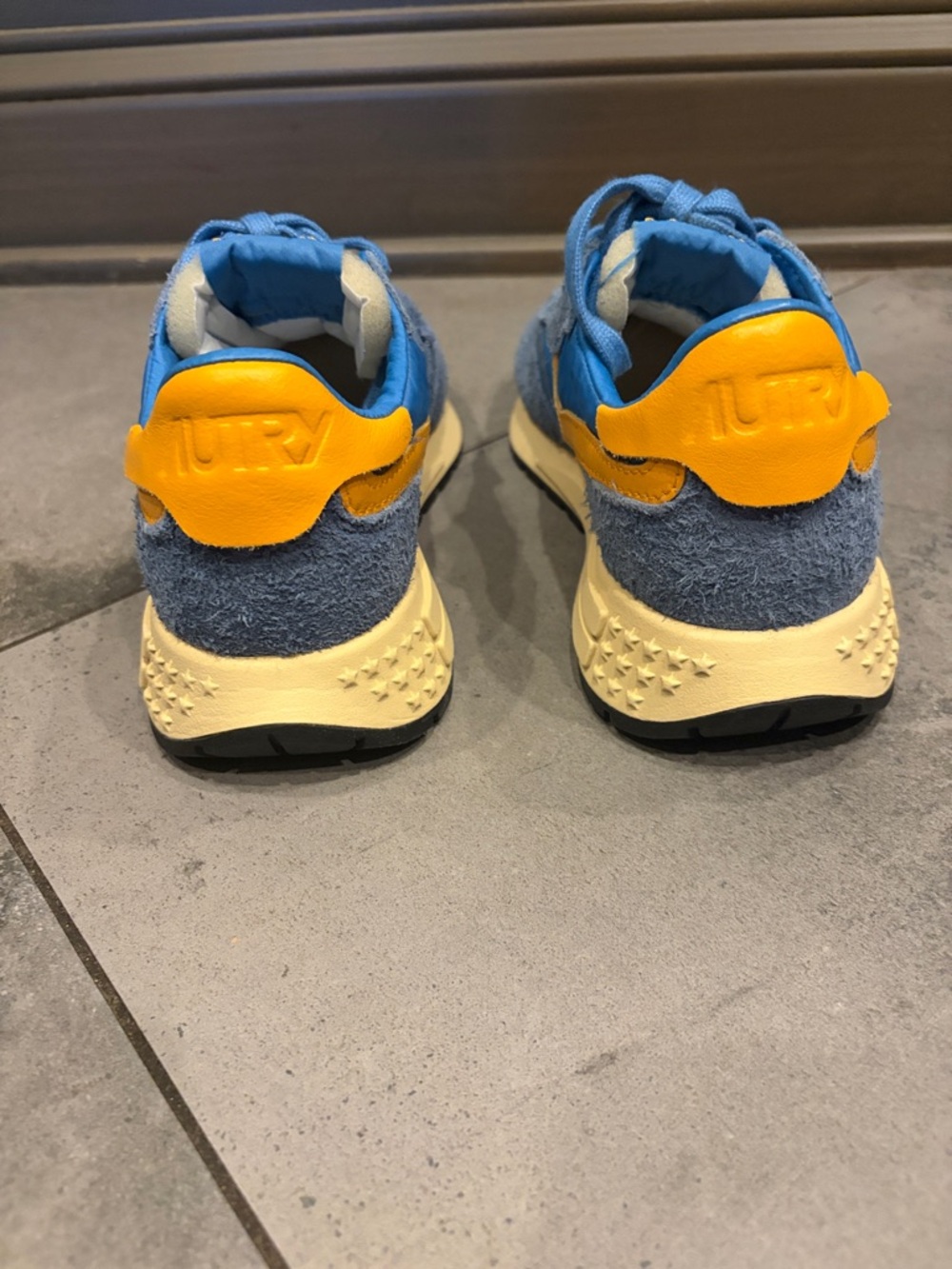 Retro Blue & Yellow Women's Athletic Sneakers - Picture 3 of 5